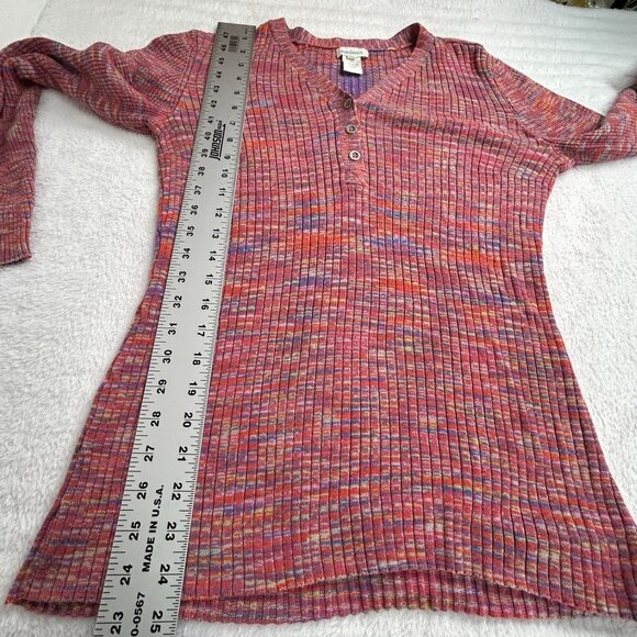 Sundance Womens Multicolor Ribbed V-Neck Henley Sweater Top Medium Long Sleeve - Picture 7 of 8